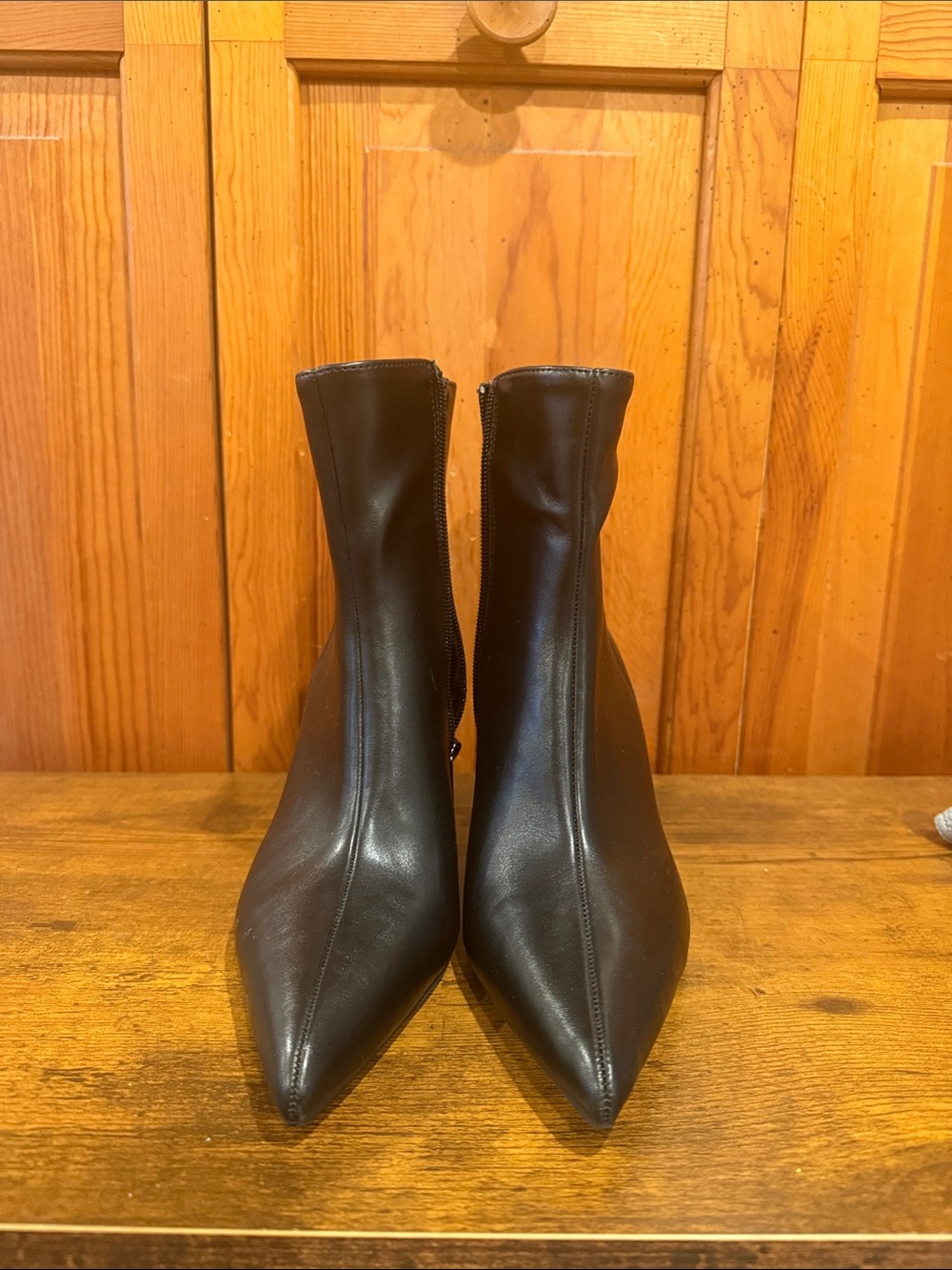 Pointed Toe Black Ankle Booties with Side Zip